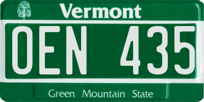 VT license plate OEN435