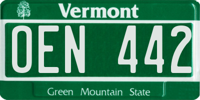 VT license plate OEN442