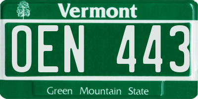 VT license plate OEN443