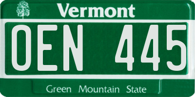 VT license plate OEN445