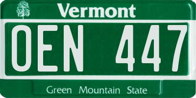 VT license plate OEN447