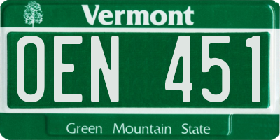VT license plate OEN451