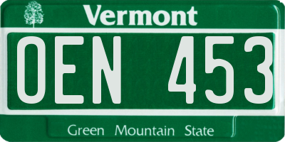 VT license plate OEN453