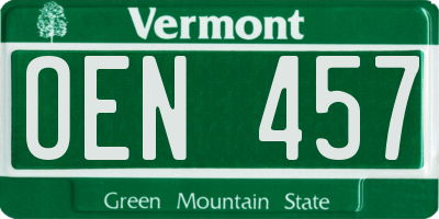 VT license plate OEN457