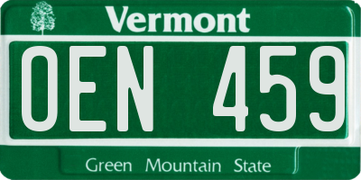 VT license plate OEN459
