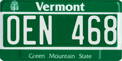 VT license plate OEN468