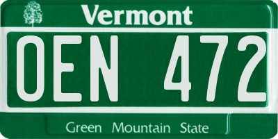 VT license plate OEN472