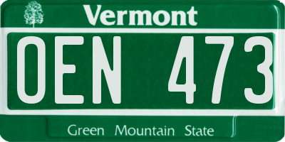 VT license plate OEN473