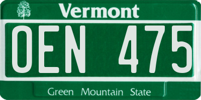VT license plate OEN475