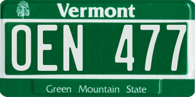 VT license plate OEN477