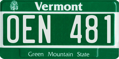 VT license plate OEN481