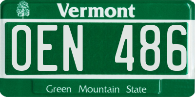 VT license plate OEN486