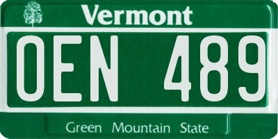 VT license plate OEN489