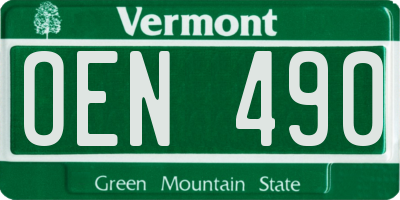 VT license plate OEN490