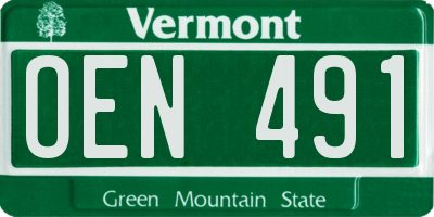 VT license plate OEN491