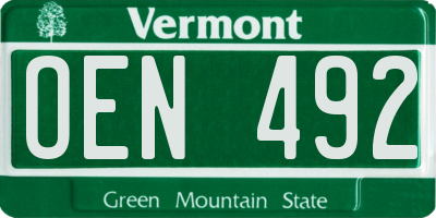 VT license plate OEN492