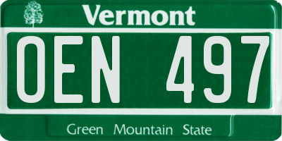 VT license plate OEN497