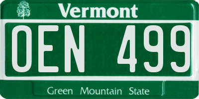VT license plate OEN499