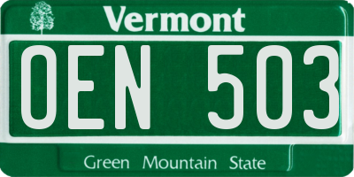 VT license plate OEN503