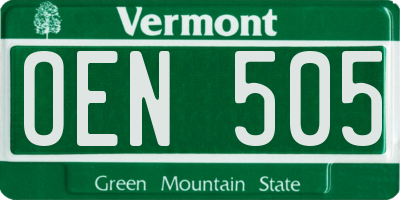 VT license plate OEN505