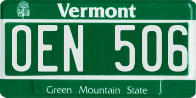 VT license plate OEN506