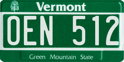 VT license plate OEN512