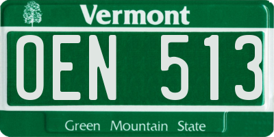 VT license plate OEN513