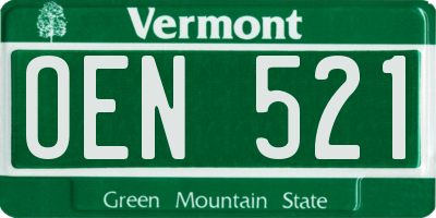 VT license plate OEN521