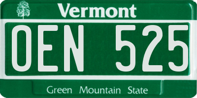 VT license plate OEN525