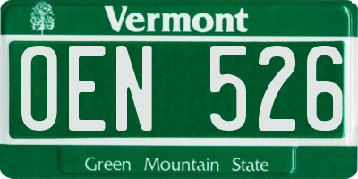 VT license plate OEN526