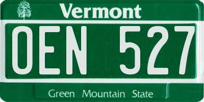 VT license plate OEN527