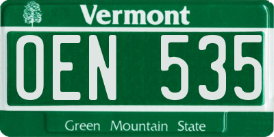 VT license plate OEN535