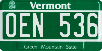 VT license plate OEN536