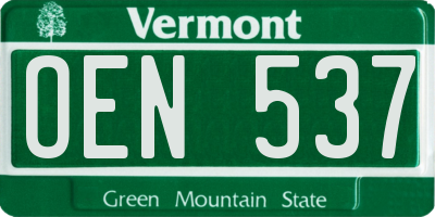 VT license plate OEN537