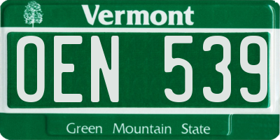 VT license plate OEN539