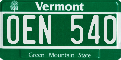 VT license plate OEN540