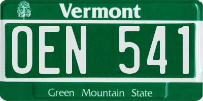 VT license plate OEN541