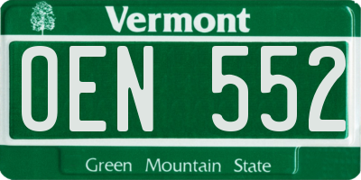 VT license plate OEN552