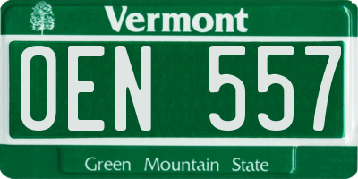 VT license plate OEN557
