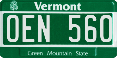 VT license plate OEN560