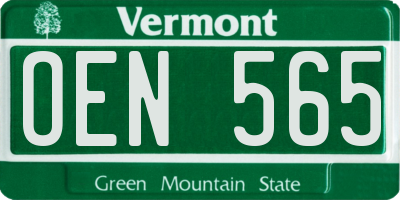 VT license plate OEN565