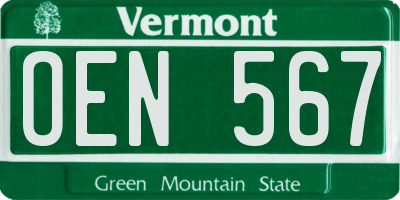 VT license plate OEN567