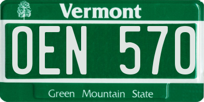 VT license plate OEN570