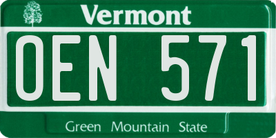 VT license plate OEN571