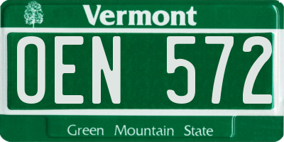 VT license plate OEN572