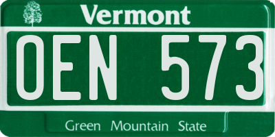 VT license plate OEN573