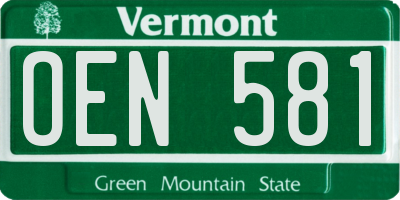 VT license plate OEN581