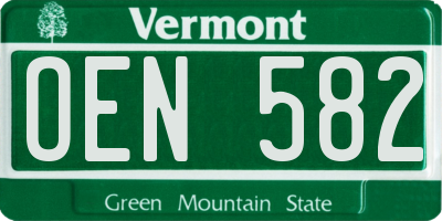VT license plate OEN582