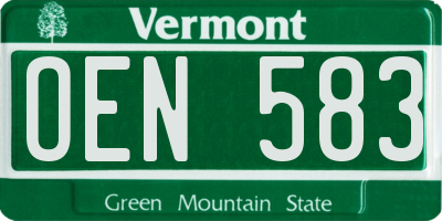 VT license plate OEN583