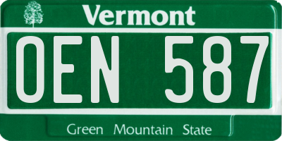 VT license plate OEN587